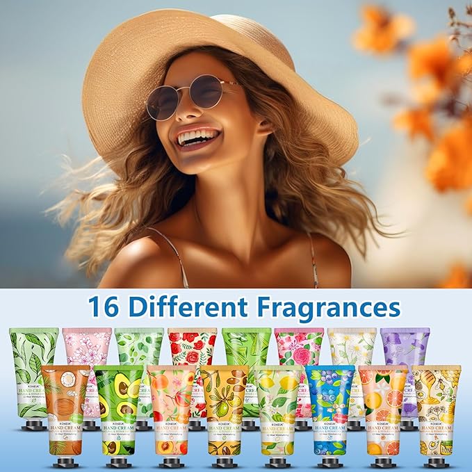 16 Pack Hand Cream Gifts Set, Bulk Hand Lotion Travel Size for Dry Cracked Hands, Hand Cream for Bridesmaid Gifts, Employee Appreciation Gifts, Birthday Gifts and Bridal Shower Gifts