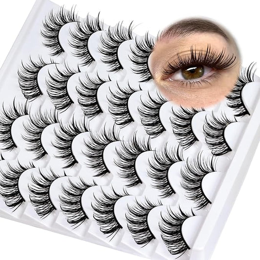 Veleasha Manga Lashes Spiky Eyelashes Cat Eye Lashes Wet Look Lash Natural Look Eyelash Manhua Lash 3D Effect Anime Design 14 Pairs Pack (Celestial)
