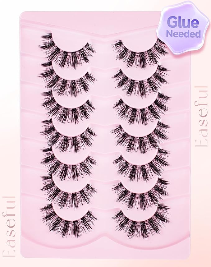 Anime Manga Lashes Natural Look False Eyelashes Wispy Spiky Eyelashes Korean Japanese Asian Cosplay Fake Lashes 7 Pairs Date-12