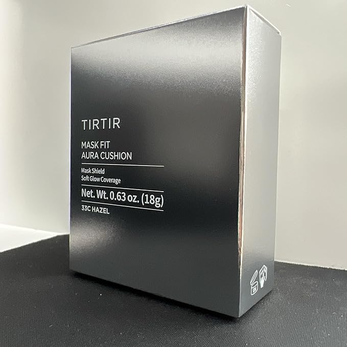 TIRTIR Mask Fit Aura Silver Cushion Foundation | Semi-glow Finish, Natural Coverage, Moisturizing, Lightweight, Korean cushion foundation (#33C Hazel, Full Size, 0.63 Fl Oz)