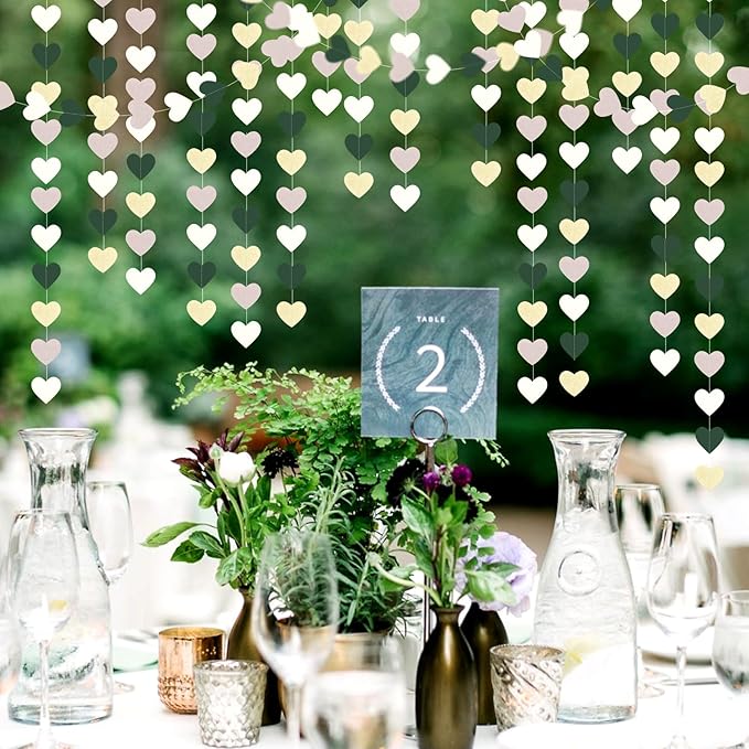 Sage-Green Gold Nude-Pink Party-Decorations Garland - 52Ft Boho Champagne Paper Streamers Banner,Birthday Bachelorette Baby Bridal Shower Wedding Engagement Fall Autumn Christmas Hanging Decor Ouruola