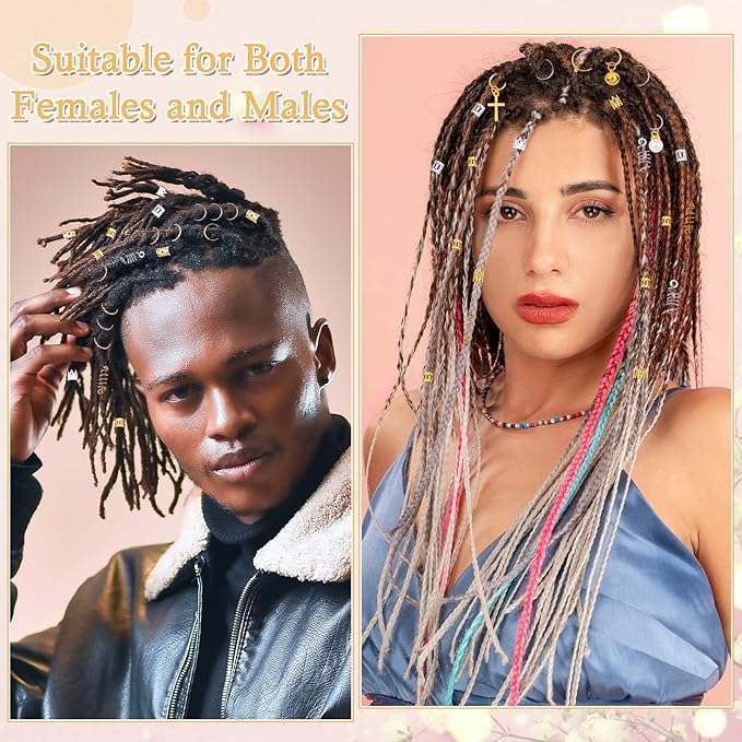 294Pcs Hair Jewelry for Braids Loc Jewelry for Hair Dreadlocks, Braid Accessories for Women Men, Gold Braid Accessories with Cuffs Charms Pendants