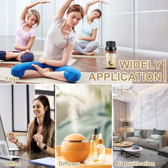 Sedbuwza Jasmine Essential Oil, Pure Organic Jasmine Fragrance Oil for Diffuser, Humidifier, Soap, Candle, Perfume