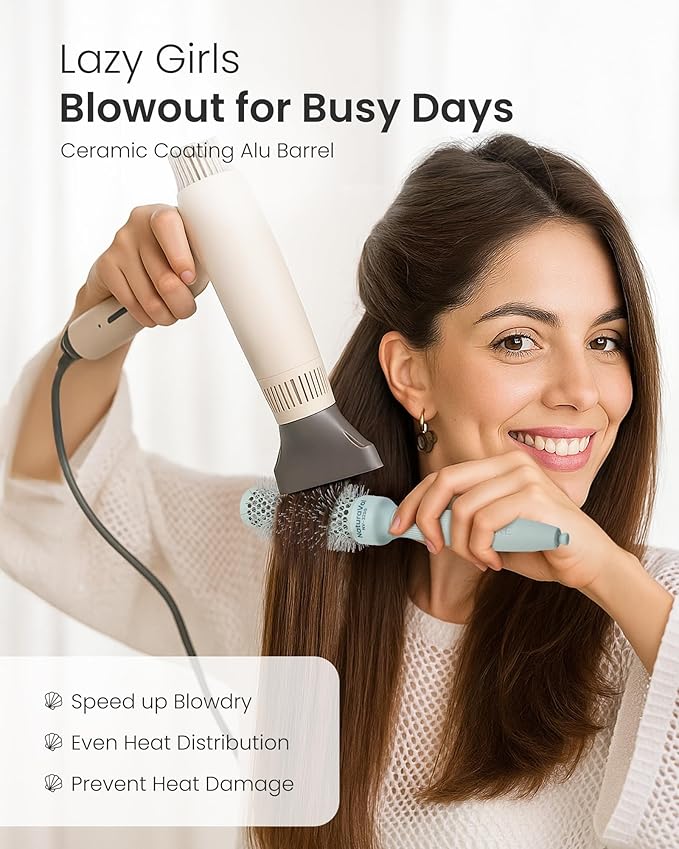 AIMIKE NaturaVol Round Brush for Blow Out, Small Round Hair Brush Nano Thermal Ceramic & Ionic Tech, for Blow Drying & Salon-like Styling at Home, Maximum Volume Shine -2.1” Overall Dia for Short Hair