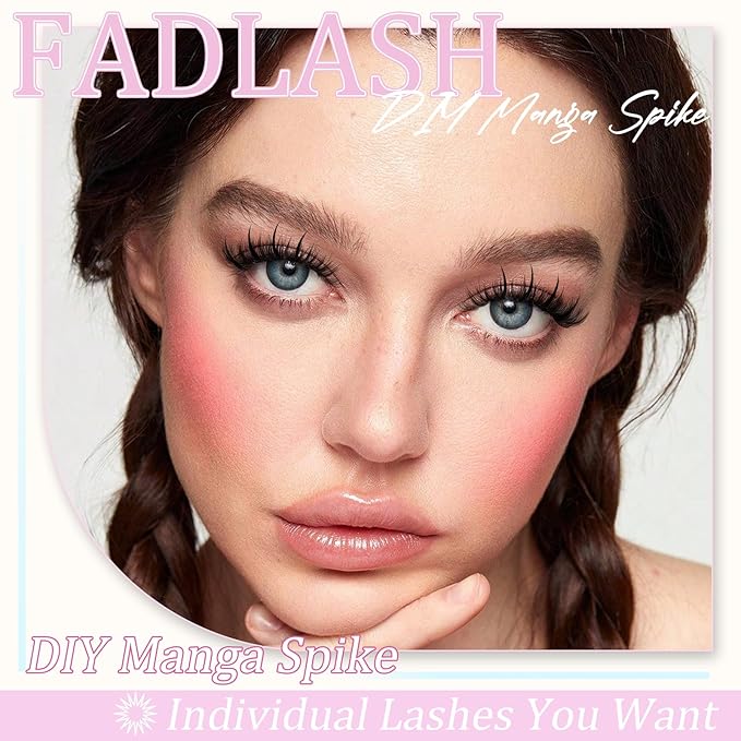 Spike Lash Clusters Lash Spikes D Curl Manga Lashes 13-21mm Soft and Lightweight Fairy Spiky Lash Clusters DIY Eyelash Clusters at Home by FADLASH (0.07D, 13-21mm)