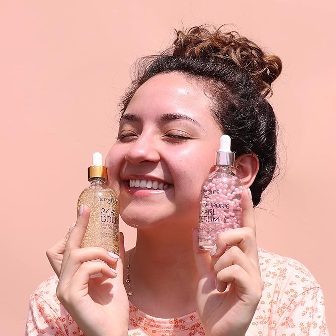 Spa Life Face Serum: 24K Gold Collagen, Hydrating Hyaluronic Acid Serum 100 ml (3.7 oz) - For Supple Skin, Radiance Boosting, Firming & Hydrating (2 Pack)