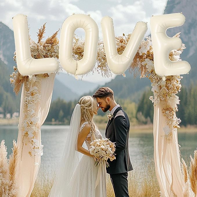 40 Inch Letter Balloons N, Big Custom A-Z Alphabet Foil Name Balloon Cream White, Self Inflating Beige Customize Helium Balloon Letters N for Women Girls Birthday New Year Baby Shower Party Decoration