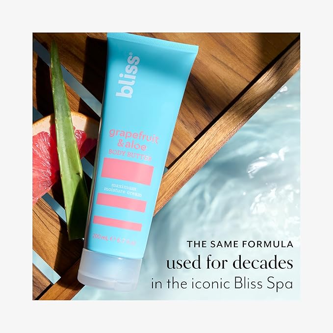 Bliss Body Butter - Grapefruit and Aloe - Maximum Moisture Cream - 6.7 Fl Oz - Body Lotion for Dry Skin - Long-Lasting Moisturizer for Women & Men - Vegan and Cruelty-Free