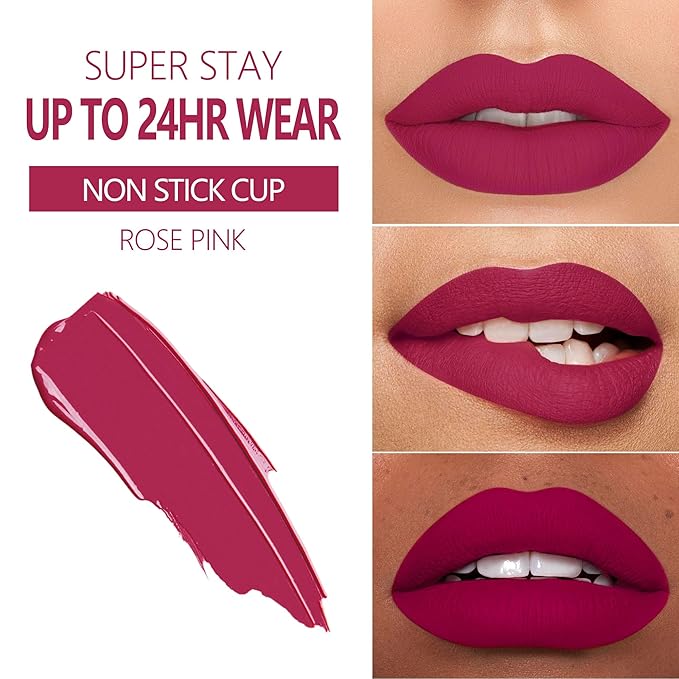 MAKI YIKA Rose Pink Lipstick for Women Color Stay Long Lasting Lipsticks, No Smudge Matte Liquid Lipstick Transferproof Cruelty-Free Lip Color | ROSE PINK