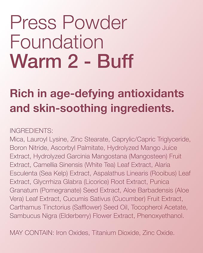 Mineral Fusion Pressed Powder Foundation - Matte Finish Face Powder for Medium Skin with Yellow Undertones - Age Defying Natural Makeup - Talc Free, Vegan, Hypoallergenic (Warm 2)