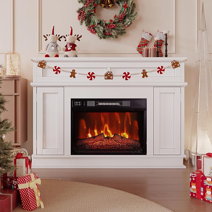 5.9FT Gingerbread Garland Christmas Decoration for Mantle, Xmas Gingerbread Man Wood Bead House Decor Indoor Fireplace