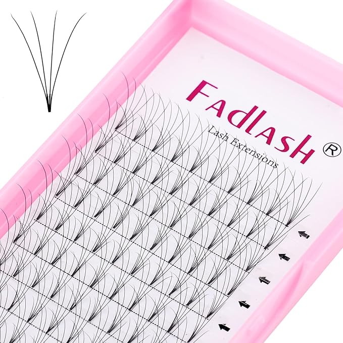 Premade Fans Eyelash Extensions 3D 4D 5D 6D Volume Lash C Curl Short Stem Easy Application (4D-0.07-C, 15mm)