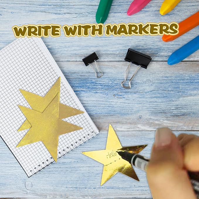 158 Feet 12 PCS Glitter Gold Star Garland Banner Decoration, Reflective Sparkle Little Star Paper Hanging Decor Double Side Star Streamer Bunting for Party Wedding Christmas Birthday Festival