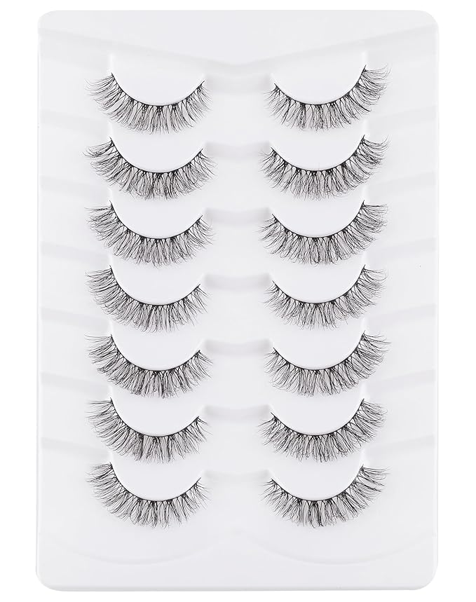 Short Eyelashes Natural Look Wispy Mink Lashes Thick False Eyelashes Small Eye Lashes Pack Fluffy Strip Lashes 7 Pairs