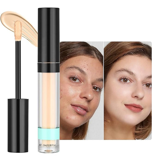 Full Coverage Liquid Concealer, Foundation Makeup for Older Women, Covers Blemishes & Under-Eye Circles, Spots, Matte Finish, Hydrating Primer for Correct, 0.06 fl oz, Vegan & Cruelty-Free (A01#Fair)