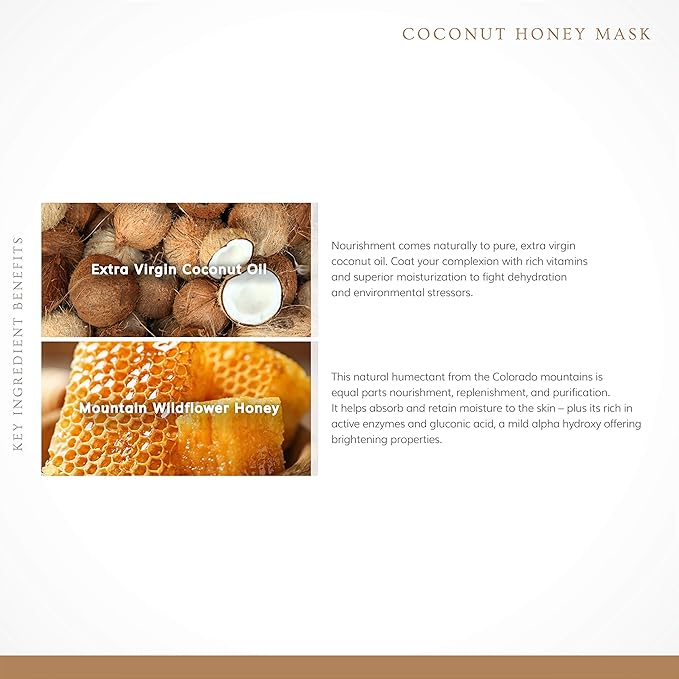 Annmarie Skin Care Coconut Honey Mask - With Extra Virgin Coconut Oil & Mountain Wildflower Honey, Moisturizing & Exfoliating Mask for Dull, Dry & Sun-Damaged Skin, All Skin Types (50mL, 1.7 fl oz)