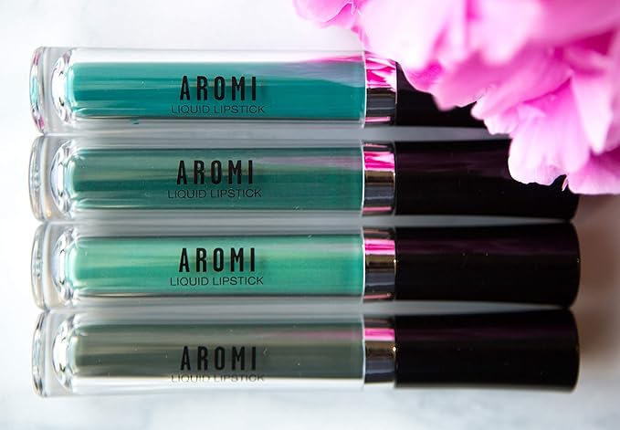 Aromi Emerald Green Liquid Lipstick | Dark Evergreen Lip Color, Vegan, Cruelty-free, Smudge Proof, Long-Lasting, Waterproof, Handmade (Emerald Green)