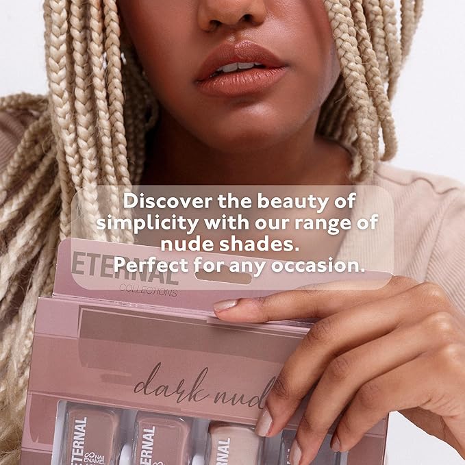 Eternal Nude Nail Polish Set for Women (DARK NUDES) - Brown Nail Polish Set for Girls | Lasting & Quick Dry Non Toxic Nail Polish Kit for Home DIY Manicure & Pedicure | Made in USA, 13.5mL (Set of 4)