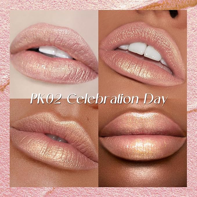 FOCALLURE Metallic Liquid Lipstick,Non Stick Cup Lip Gloss,High Impact Lip Color with Transfer-proof Wear,Long Lasting & Waterproof Lipstick Makeup for Women,Celebration Day