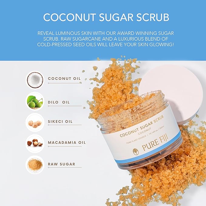 Pure Fiji Coconut Sugar Body Scrub, Coconut (10.14oz/300ml)