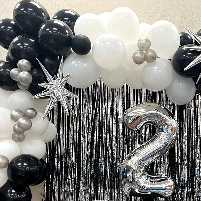Silver Number Balloons, 40 inch Large Number 2 Foil Helium Balloons for Girls Women, Self Inflating Number Balloons 0-9 for Men Boys 2nd 12th 30th Birthday Anniversary Party Celebration Decoration