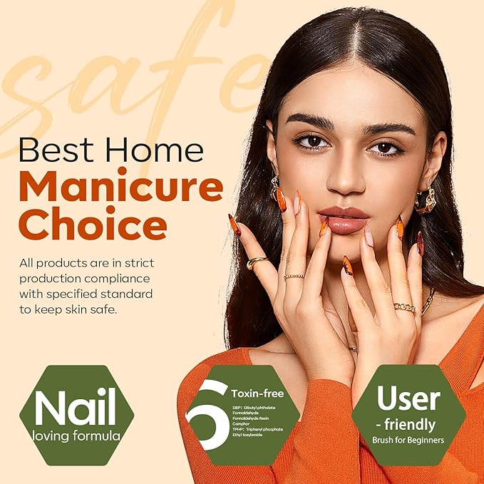 modelones Nail Polish Set, 6 Colors Fall Winter Halloween Yellow Orange Nail Polish Kit Quick Dry Black Green Long Lasting Manicure Diy Home Salon Gift For Women Mom