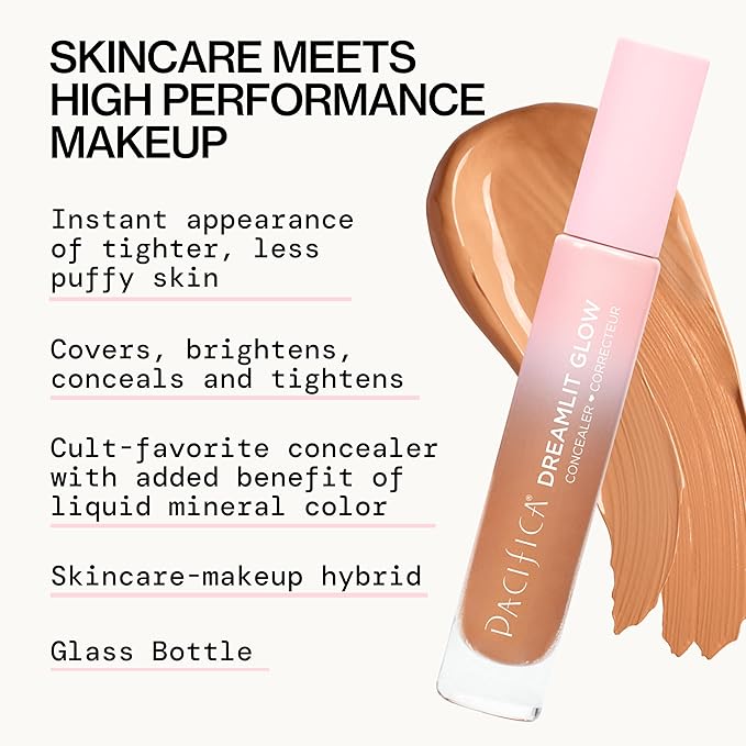 Pacifica Concealer – DreamLit Glow Full Coverage Concealer with Squalane for Dark Circles & Dark Spot Correction, Lightweight & Long-Lasting, Vegan & Cruelty-Free, Shade 09 (Warm Honey)