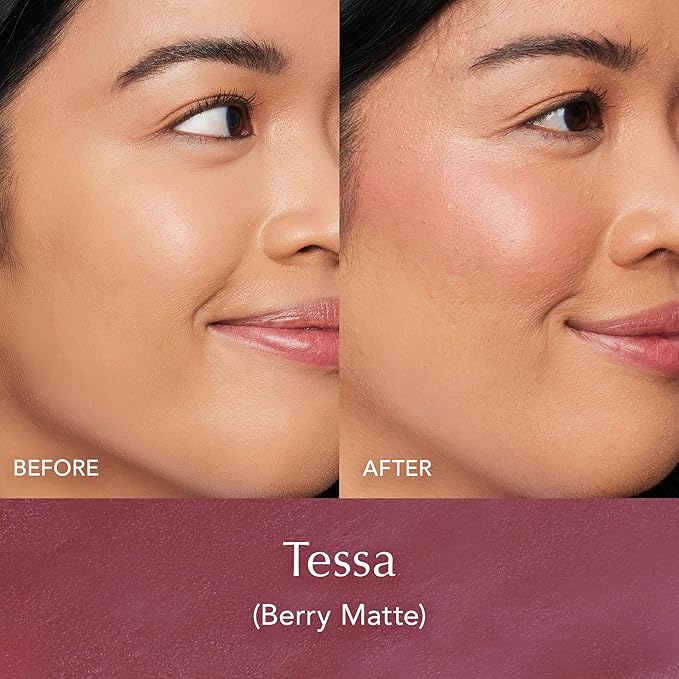 Thrive Causemetics Triple Threat Color Stick: Cream Blush Stick with Vitamin E, Evening Primrose Oil, Waterproof Smudge Proof Face Makeup Formula, Tessa (Berry Matte)