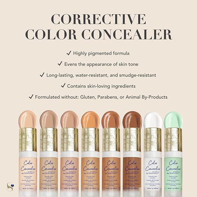 SeneGence Corrective Color Concealer, Green, 0.25 Fl Oz, Anti-Aging Benefits, Hydrating Aloe Vera Juice, Vitamin B & E for Even Skin Tone and Flawless Coverage