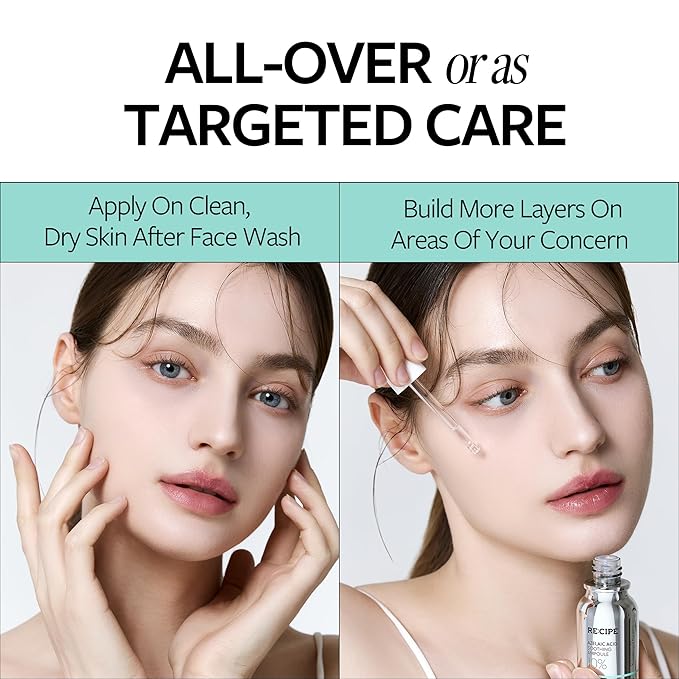 RECIPE Azelaic Acid 10 Soothing Ampoule - Soothing Serum, Facial Serum for Sensitive skin - Korean Skincare for Mild Breakouts (1.01 fl oz)