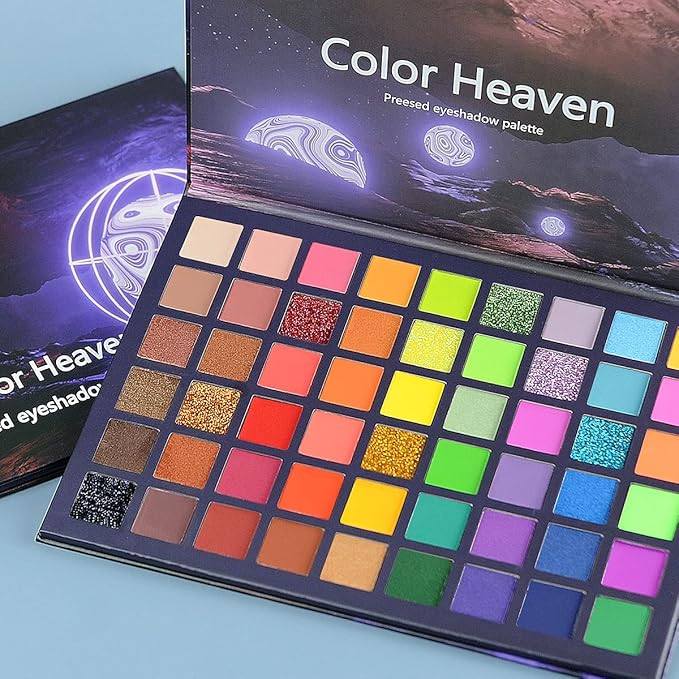 54 Colorful Eyeshadow Palette, Neon Green Shimmer Matte Glitter Eye Shadow Natural Naked Colors Makeup Eyeshadow Waterproof Long Lasting Highly Pigmented Gift Set Make Up Palletes