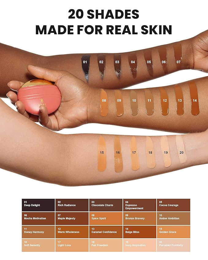 Konfident Glow Skin Tint – Honey Harmony Hydrating Oil-Free Glass-Skin Foundation, Buildable Light-to-Medium Coverage, 30 ml – Inclusive Clean Makeup for Radiant Confidence