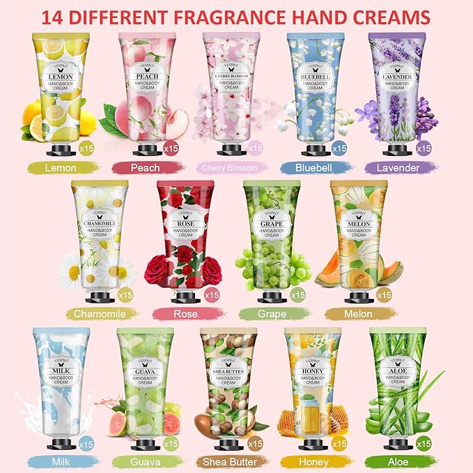 210 Pack Moisturizing Hand Cream Gifts Set For Women, Hand Lotion Travel Size for Dry Cracked Hands, Bulk Fragrance Hand Lotion for Mom Gifts, Bridal Shower Favors, Bridesmaid Gifts, Thank You Gifts