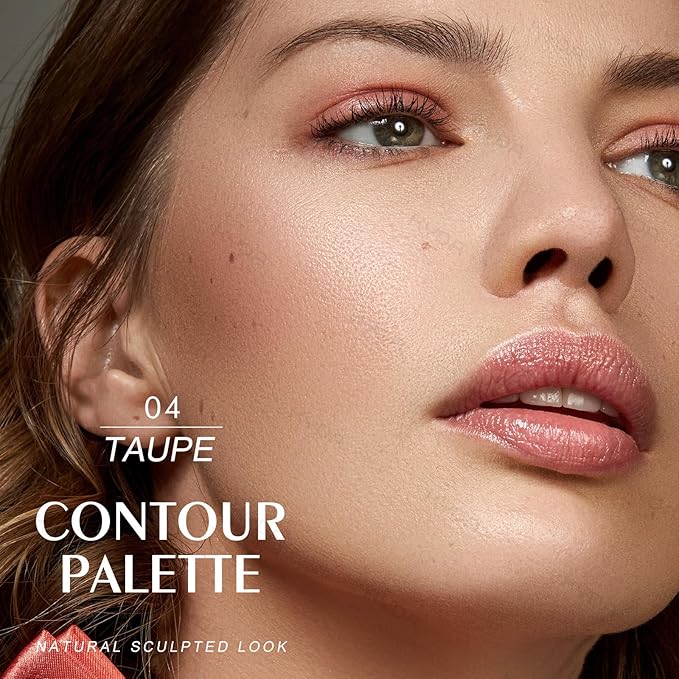 KYDA Highlighter Contour Palette Kit, Glossy Face Illuminator & Natural Matte Contour Bronzer, Lasting Glow Face Sculpting Contouring Makeup, Blendable Formula, Sun Glow & Taupe