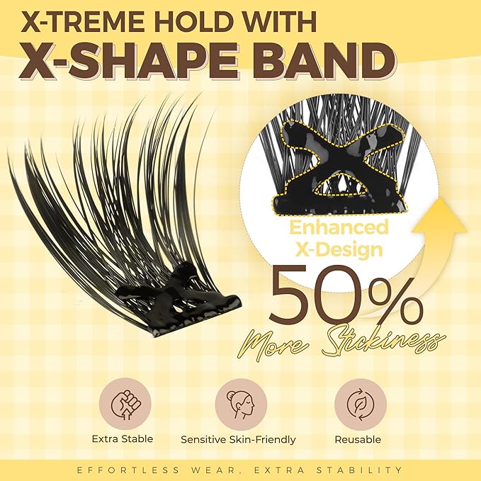 PopUp Self Adhesive Eyelashes Clusters, Press On Lashes Pre Glued Eyelash Extension Kit with Lash Tweezer,10-16mm No Glue No Remover Needed Self Adhesive Lashes Clusters NM03-D