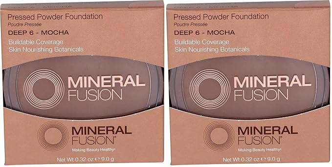 Mineral Fusion Pressed Powder Foundation, Deep 6, 0.32 Ounce (Pack of 2)