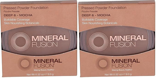 Mineral Fusion Pressed Powder Foundation, Deep 6, 0.32 Ounce (Pack of 2)