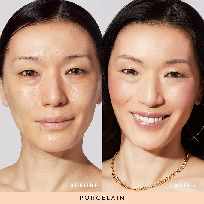 LAURA GELLER NEW YORK Blush-n-Glow Kit (3 PC): Baked Balance-N-Glow Illuminating Powder Foundation, Porcelain + Retractable Kabuki Brush + Baked Blush-N-Brighten, Pink Grapefruit