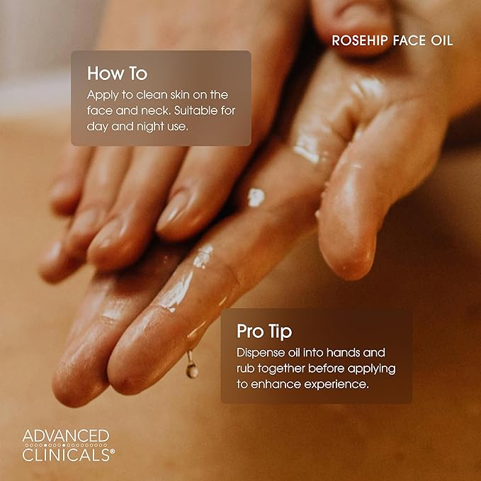 Advanced Clinicals Rosehip Oil For Face With Vitamin E + Botanicals Helps Improve Look Of Dark Spots, Wrinkles, Fine Lines, & Uneven Looking Skin Tone | Moisturizing Skin Care Face Serum, 2-Pack