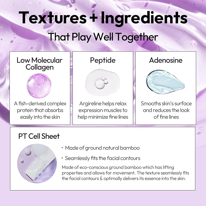 LAPCOS Collagen Sheet Mask, Firming Daily Face Mask with Collagen Peptides for Anti-Aging, Helps to Minimize Wrinkles, Restores Skin Elasticity & Firmness, Hydrating, Korean Beauty, 5-Pack