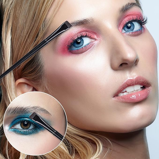 16 Pcs Eyeliner Brush Eyebrow Tint Brushes Brow Brushes Set Flat Tapered Eyebrow Concealer Brush Ultra Thin Christmas Makeup Brush Fine Angled Slanted Brushes Eye Shadow Applicator Sticks Brushes