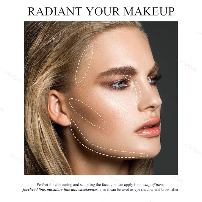 KYDA Face Sculpting Palette, Natural Shimmer Smooth Pressed Powder, Ultra-fine Lightweight, Easy to Blend, Multiuse Baked Bronzer Compact-BRONZER