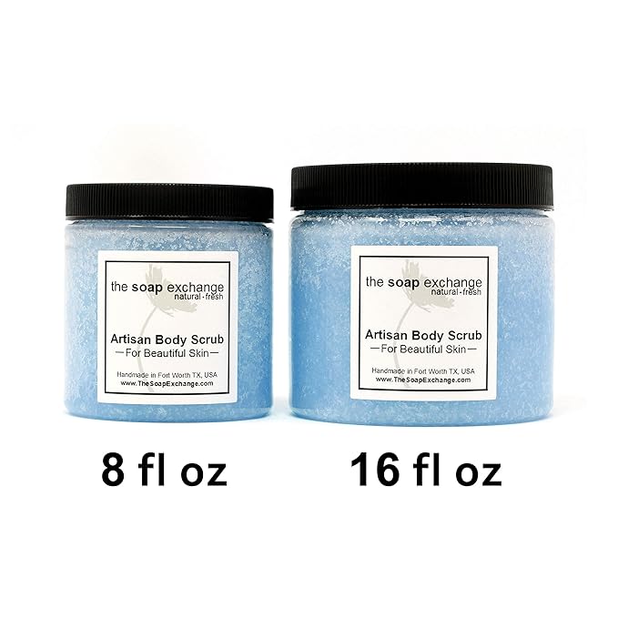 The Soap Exchange Sugar Body Scrub - Beach Bum Scent - Hand Crafted 8 fl oz / 240 ml Natural Artisan Skin Care, Shea Butter, Exfoliate, Moisturize, & Protect. Made in the USA.