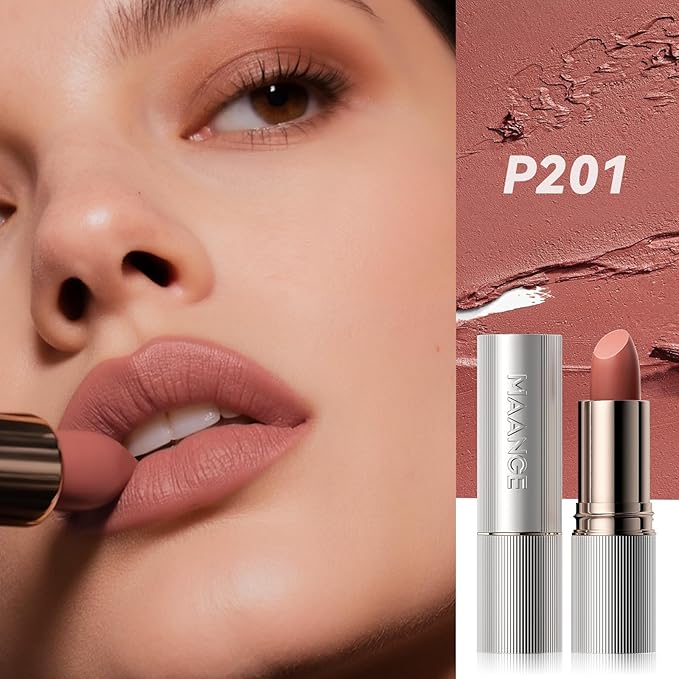 MAANGE Lipstick, Matte Lipstick Long Lasting Transfer-Proof Waterproof & Hydrating Lip Makeup, Full Coverage for a Nourishing Pout,1 Count-P201
