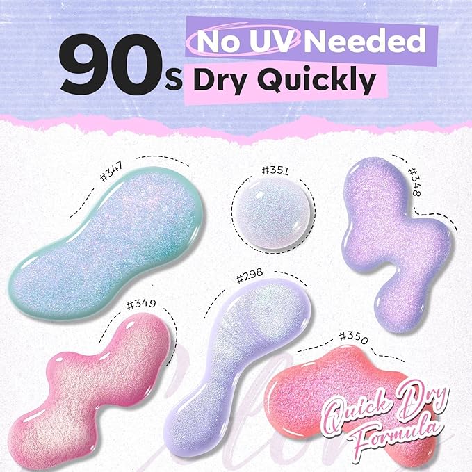 modelones Nail Polish Set, 6 Colors Chrome Pearl Shimmer Pink Purple White Aurora Iridescent Green Quick Dry Nail Polish Kit Gifts for Women 2025 Salon DIY Manicure Kit