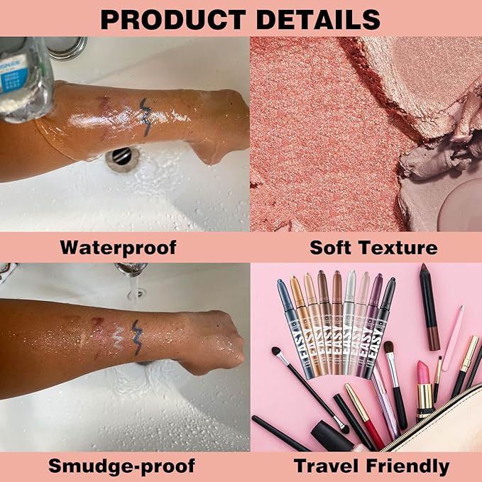 Black Eyeshadow Stick Shimmer Cream Single Eyeshadow Pencil Makeup, High Pigmented Crease-proof Eye Shadow Brightener Stick, Hypoallergenic Waterproof Long Lasting Eye Highlighter stick(B-23#)