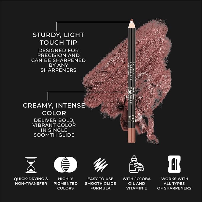 Radiant Professional Waterproof Lip Liner Pencil - Long Lasting Lip Liner for Defined Lips - Soft & Creamy Lipliner with Vitamin E - 1.20 gr, (22 HEATHER)