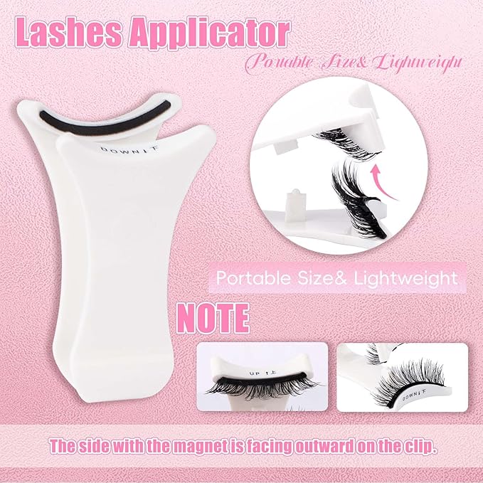 2 Pairs Magnetic Eyelashes with Applicator Waterproof Magnetic lashes Natural Look Reusable Eyelashes Easy to Wear and Remove No glue needed (R3+A05)