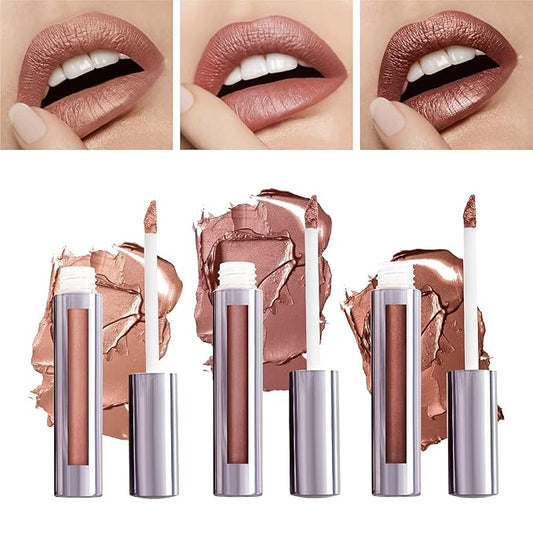 Runway Rogue Silk Glam Liquid Lipstick Lip Trio, Long Wear Frosted Liquid Lipstick Pack, (‘Couture’, ‘Sex Symbol’, ‘Film Noir’)