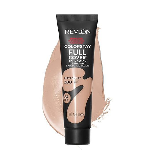 Revlon Liquid Foundation, ColorStay Face Makeup for Normal and Dry Skin, Longwear Full Coverage with Matte Finish, Oil Free, Nude, 1.0 Fl Oz